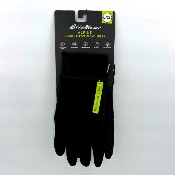 EDDIE BAUER, BLACK ALPINE GLOVES, FLEECE LINERS, L/XL,4 WAY STRETCH, BREATHABLE - Picture 2 of 16